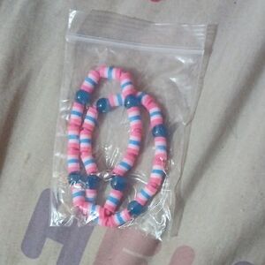 Vibrant Pink and Blue Beaded Bracelet Set